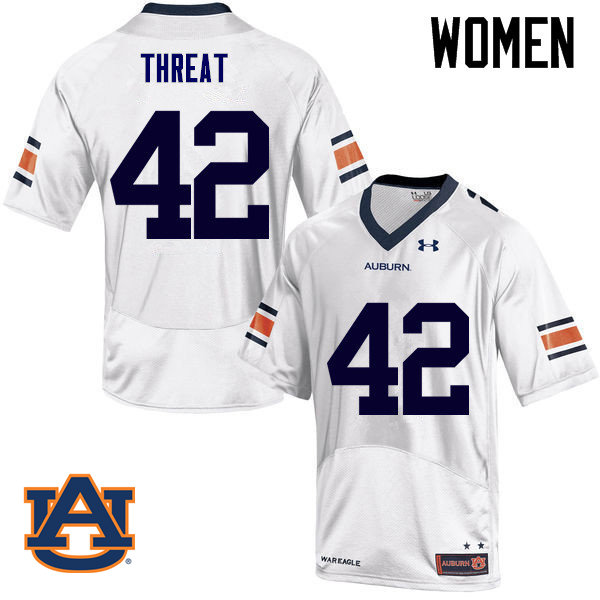 Women Auburn Tigers #42 Tre Threat College Football Jerseys Sale-White